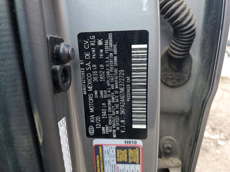 57132096 :رقم المزاد ، 3KPA24AD7ME372729 vin ، 2021 Kia Rio مزاد بيع