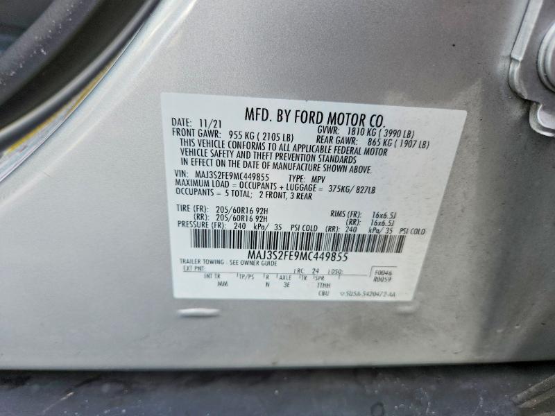 58291516 :رقم المزاد ، MAJ3S2FE9MC449855 vin ، 2021 Ford Ecosport مزاد بيع