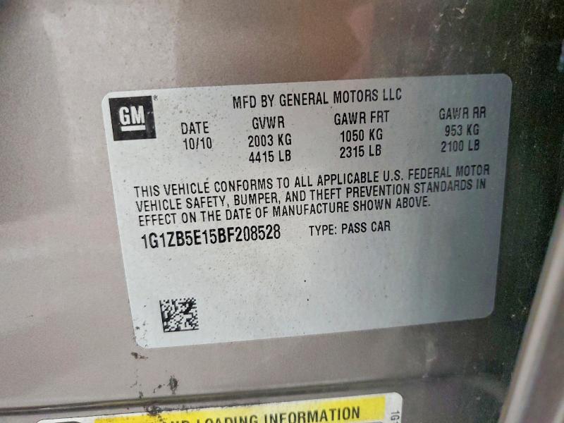 2011 Chevrolet Malibu მანქანა იყიდება აუქციონზე, vin: 1G1ZB5E15BF208528, აუქციონის ნომერი: 56607756
