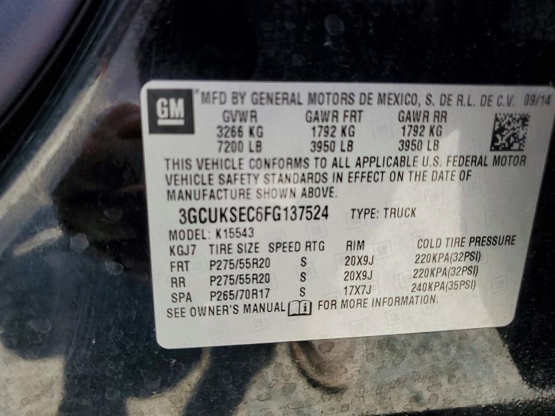55947446 :رقم المزاد ، 3GCUKSEC6FG137524 vin ، 2015 Chevrolet Silverado مزاد بيع