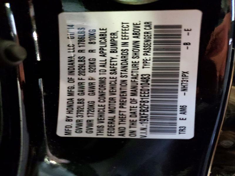 56816136 :رقم المزاد ، 19XFB2F81EE010483 vin ، 2014 Honda Civic مزاد بيع