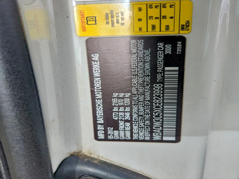 Aukcja sprzedaży 2012 Bmw 328, vin: WBADW3C5XCE823998, numer aukcji: 56255686