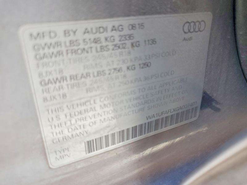 2016 Audi A4 Allroad მანქანა იყიდება აუქციონზე, vin: WA1UFAFLXGA007401, აუქციონის ნომერი: 57840406