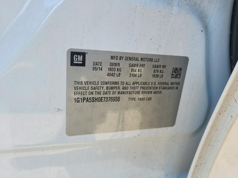 2014 Chevrolet Cruze მანქანა იყიდება აუქციონზე, vin: 1G1PA5SH0E7376930, აუქციონის ნომერი: 58472646