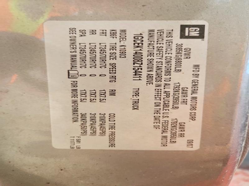 Aukcja sprzedaży 2008 Chevrolet Silverado, vin: 1GCEK14008Z154411, numer aukcji: 57920646