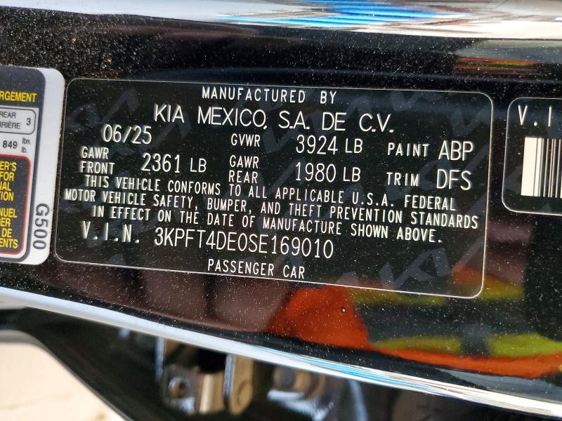 57910656 :رقم المزاد ، 3KPFT4DE0SE169010 vin ، 2025 Kia K4 مزاد بيع
