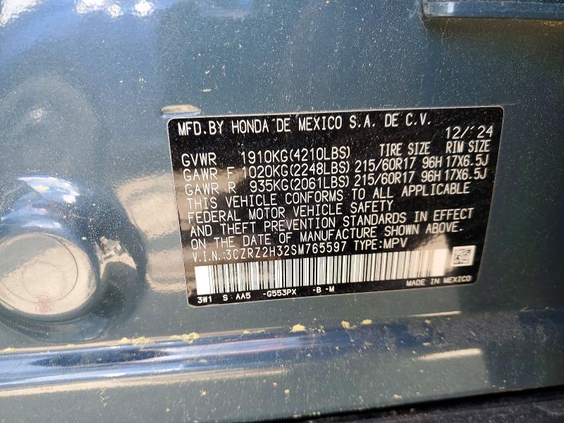 Aukcja sprzedaży 2025 Honda Hr-v, vin: 3CZRZ2H32SM765597, numer aukcji: 58278036