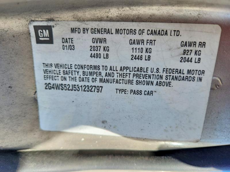 Aukcja sprzedaży 2003 Buick Century, vin: 2G4WS52J531232797, numer aukcji: 56545876
