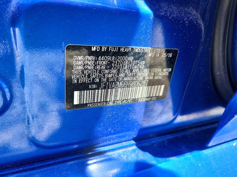 58426086 :رقم المزاد ، JF1VA2M66H9806287 vin ، 2017 Subaru Wrx مزاد بيع
