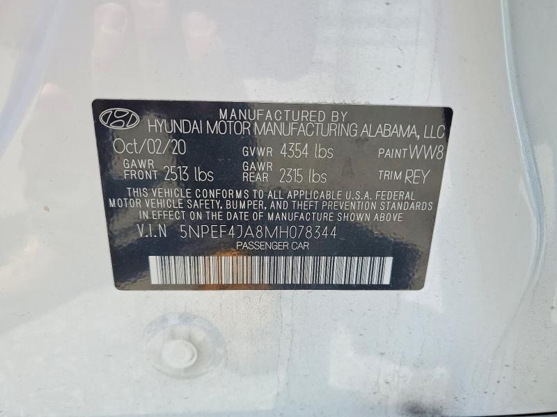 Продаж на аукціоні авто 2021 Hyundai Sonata, vin: 5NPEF4JA8MH078344, номер лоту: 55713696