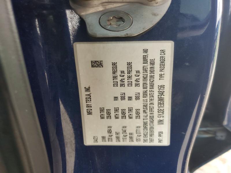 Продажа на аукционе авто 2021 Tesla Model 3, vin: 5YJ3E1EB5MF948156, номер лота: 57263396