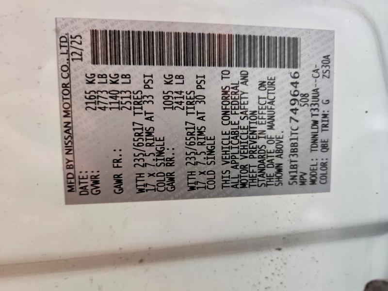 2026 Nissan Rogue მანქანა იყიდება აუქციონზე, vin: 5N1BT3BB1TC749646, აუქციონის ნომერი: 58043656