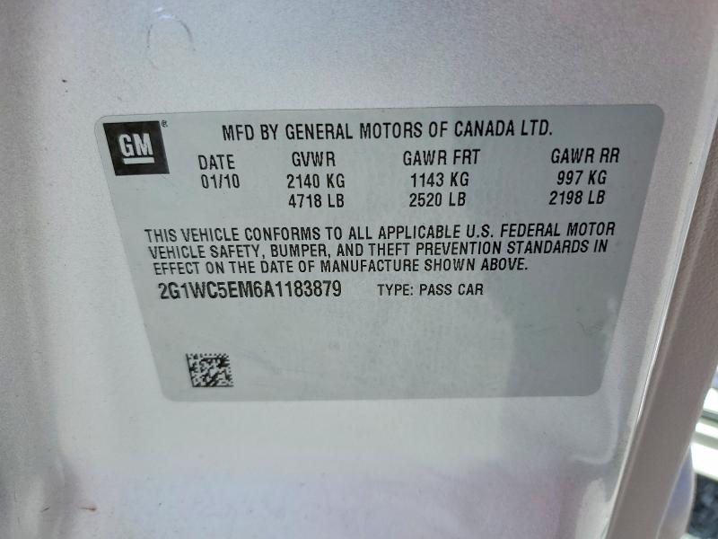Auction sale of the 2010 Chevrolet Impala, vin: 2G1WC5EM6A1183879, lot number: 57308826