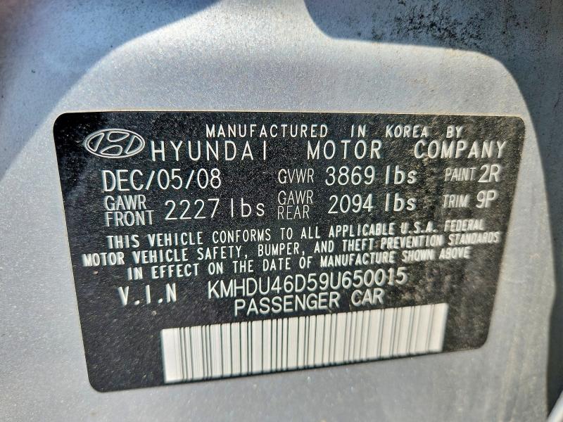 58515676 :رقم المزاد ، KMHDU46D59U650015 vin ، 2009 Hyundai Elantra مزاد بيع