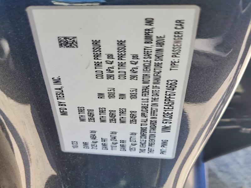 Продаж на аукціоні авто 2023 Tesla Model 3, vin: 5YJ3E1EA5PF674663, номер лоту: 59128356