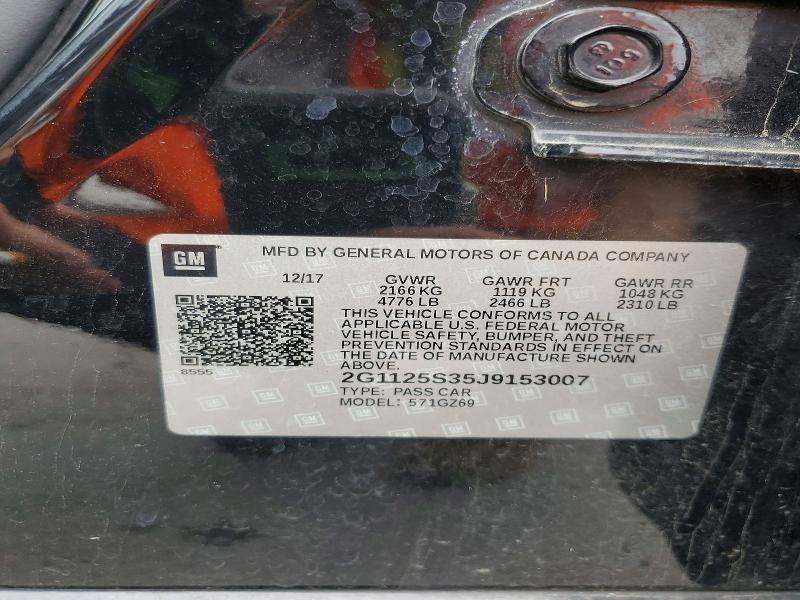 2018 Chevrolet Impala მანქანა იყიდება აუქციონზე, vin: 2G1125S35J9153007, აუქციონის ნომერი: 56647976