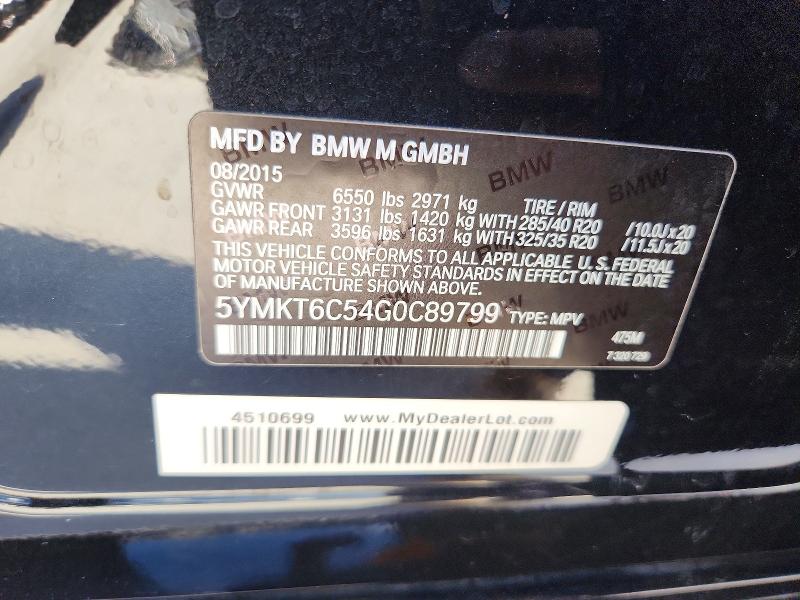 Продаж на аукціоні авто 2016 Bmw X5, vin: 5YMKT6C54G0C89799, номер лоту: 56495086
