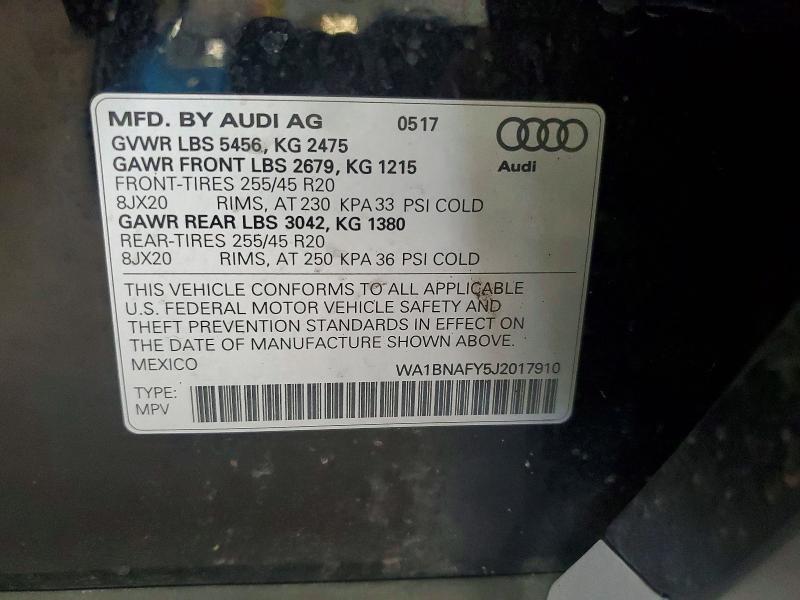 Aukcja sprzedaży 2018 Audi Q5, vin: WA1BNAFY5J2017910, numer aukcji: 57881716