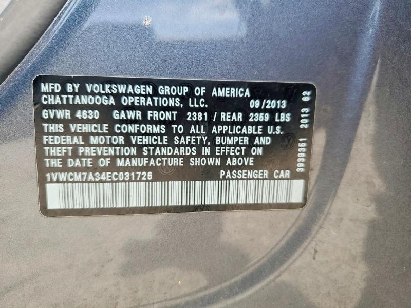 Продажа на аукционе авто 2014 Volkswagen Passat, vin: 1VWCM7A34EC031726, номер лота: 55319356