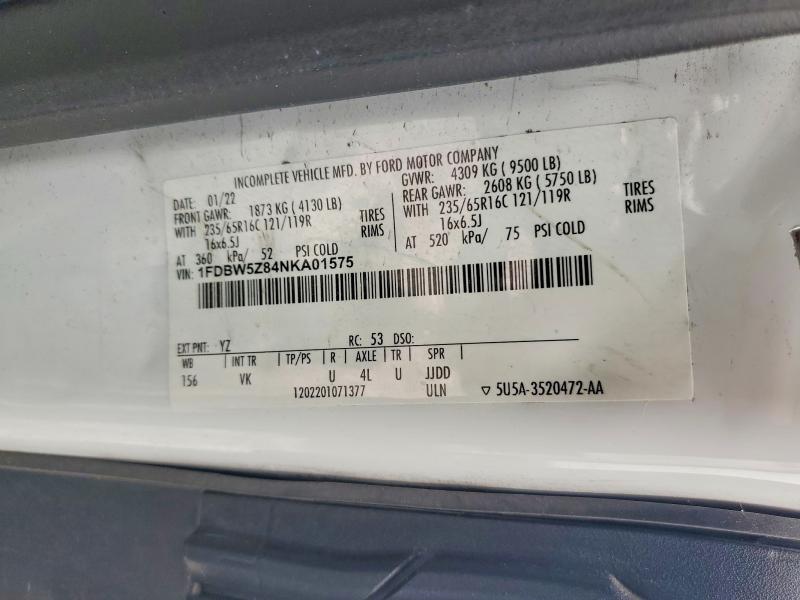 54517886 :رقم المزاد ، 1FDBW5Z84NKA01575 vin ، 2022 Ford Transit مزاد بيع