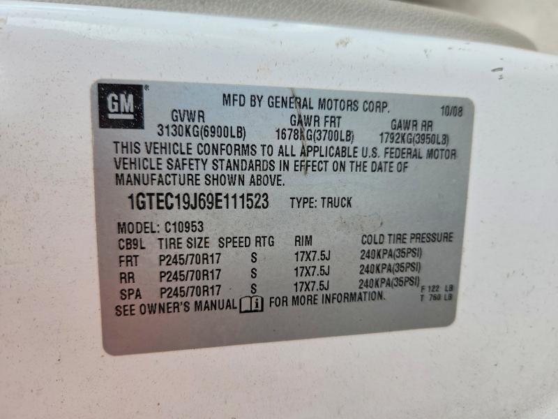 Продажа на аукционе авто 2009 Gmc Sierra, vin: 1GTEC19J69E111523, номер лота: 58251006