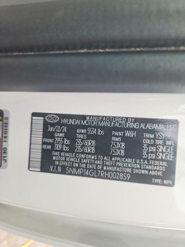 Aukcja sprzedaży 2024 Hyundai Santa Fe, vin: 5NMP14GL7RH002859, numer aukcji: 57055006
