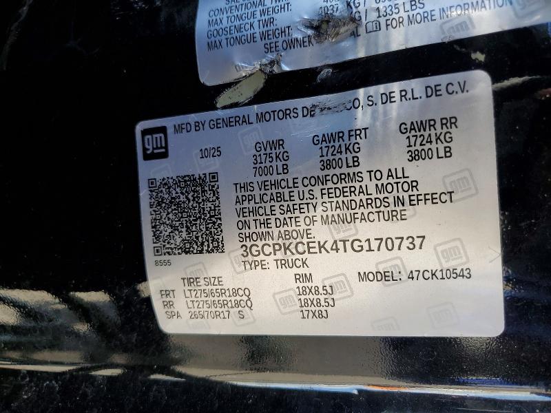 59133526 :رقم المزاد ، 3GCPKCEK4TG170737 vin ، 2026 Chevrolet Silverado مزاد بيع