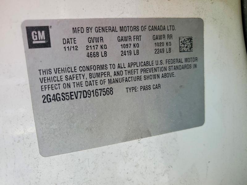 Aukcja sprzedaży 2013 Buick Regal, vin: 2G4GS5EV7D9167568, numer aukcji: 57165126