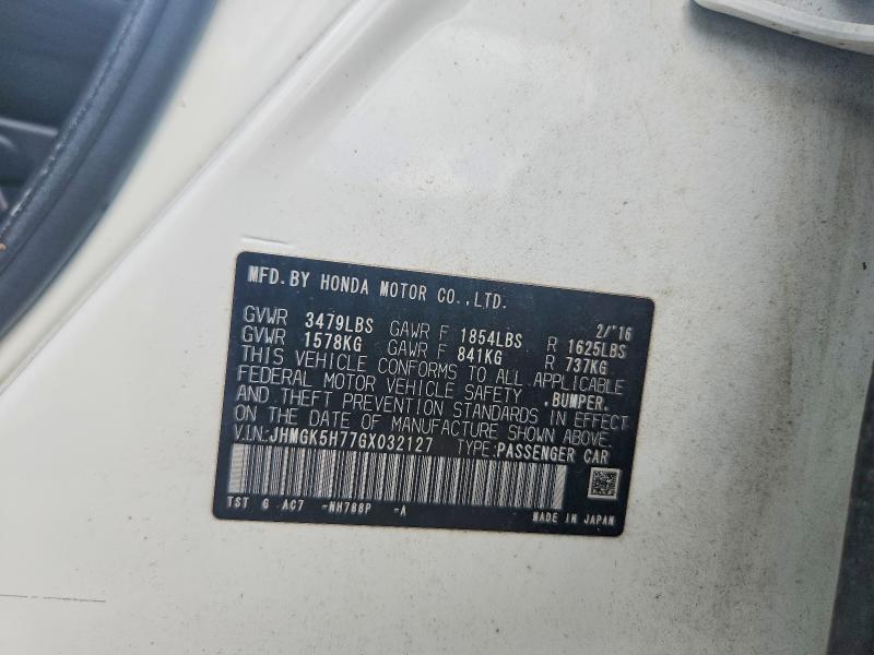 2016 Honda Fit მანქანა იყიდება აუქციონზე, vin: JHMGK5H77GX032127, აუქციონის ნომერი: 58322466