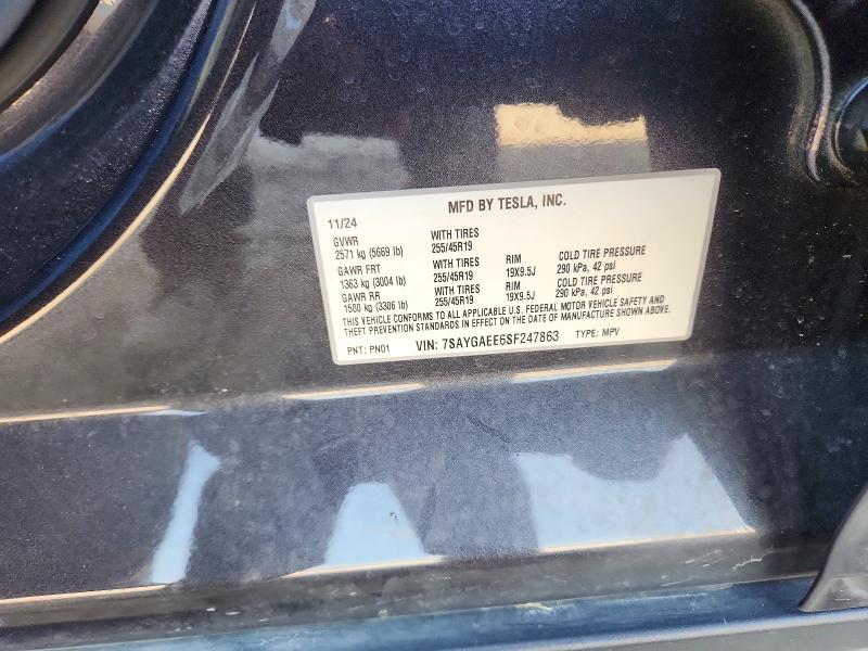 Aukcja sprzedaży 2025 Tesla Model Y, vin: 7SAYGAEE6SF247863, numer aukcji: 56311856