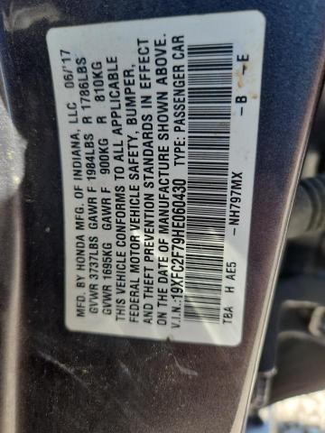 55762706 :رقم المزاد ، 19XFC2F79HE060430 vin ، 2017 Honda Civic مزاد بيع