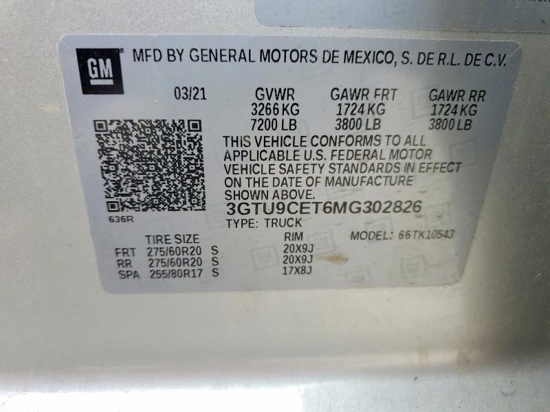 Продажа на аукционе авто 2021 Gmc Sierra, vin: 3GTU9CET6MG302826, номер лота: 58973806