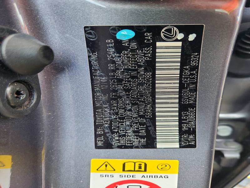 57811676 :رقم المزاد ، 58ABK1GG4HU050288 vin ، 2017 Lexus Es مزاد بيع