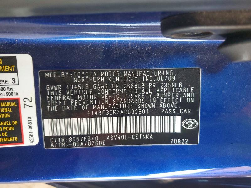 56360766 :رقم المزاد ، 4T4BF3EK7AR032801 vin ، 2010 Toyota Camry مزاد بيع
