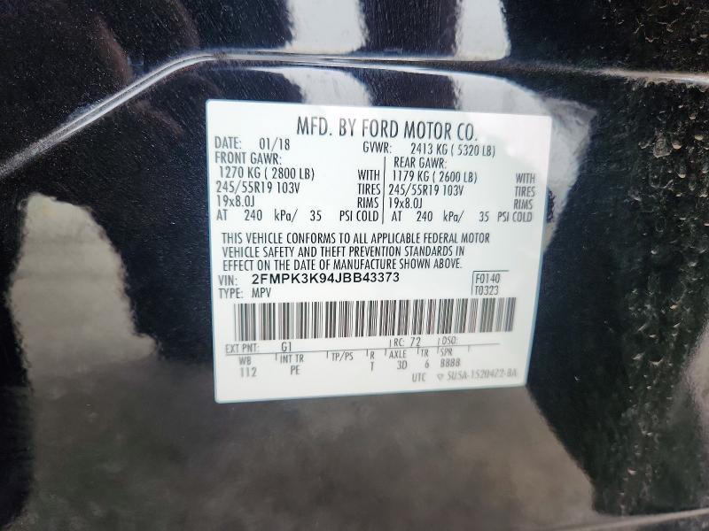 Продажа на аукционе авто 2018 Ford Edge, vin: 2FMPK3K94JBB43373, номер лота: 58299246
