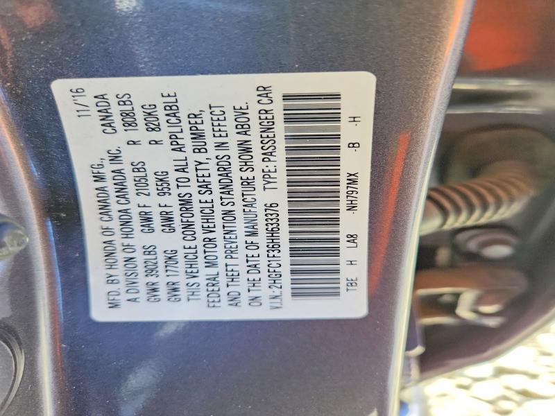 Aukcja sprzedaży 2017 Honda Civic, vin: 2HGFC1F36HH633376, numer aukcji: 57354656