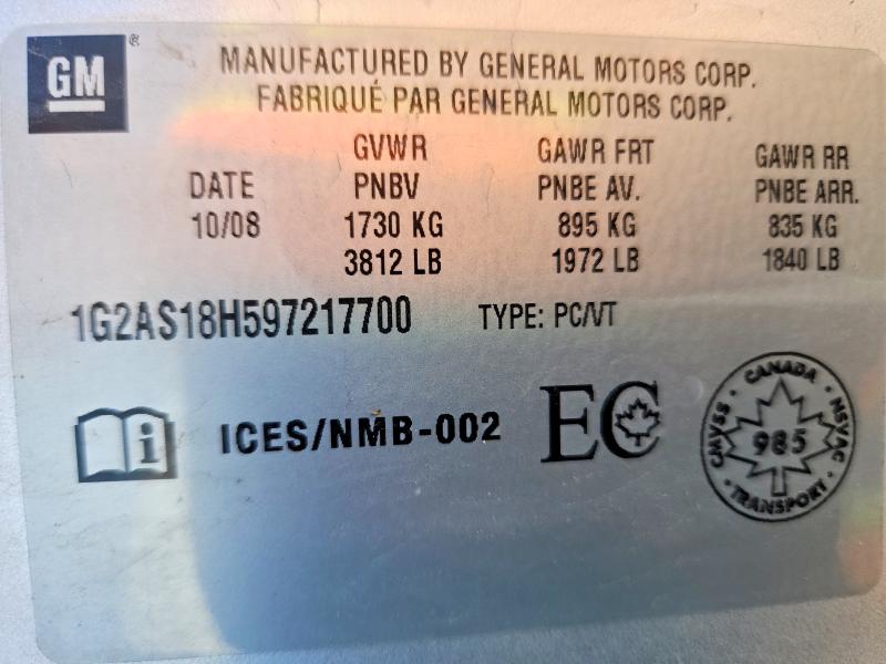 Продажа на аукционе авто 2009 Pontiac G5, vin: 1G2AS18H597217700, номер лота: 58381096