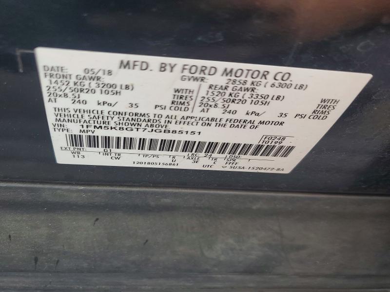 Aukcja sprzedaży 2018 Ford Explorer, vin: 1FM5K8GT7JGB85151, numer aukcji: 57621056