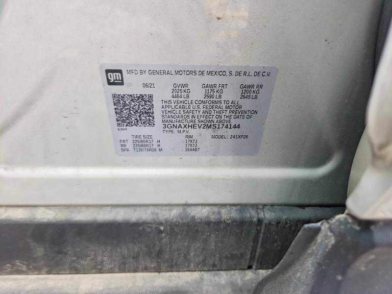 Продаж на аукціоні авто 2021 Chevrolet Equinox, vin: 3GNAXHEV2MS174144, номер лоту: 56750836