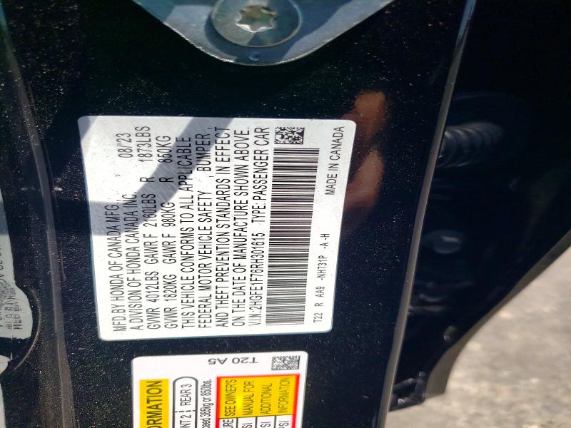 Продажа на аукционе авто 2024 Honda Civic, vin: 2HGFE1F76RH301615, номер лота: 56184136