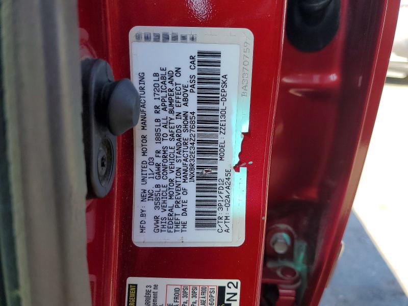 56271126 :رقم المزاد ، 1NXBR32E34Z276854 vin ، 2004 Toyota Corolla مزاد بيع