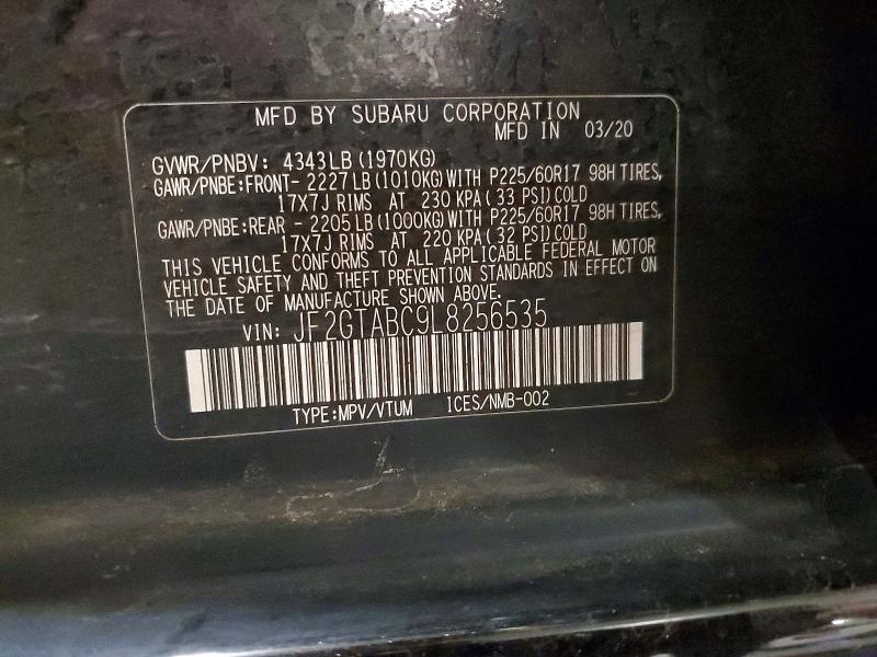 Продажа на аукционе авто 2020 Subaru Crosstrek, vin: JF2GTABC9L8256535, номер лота: 58428266