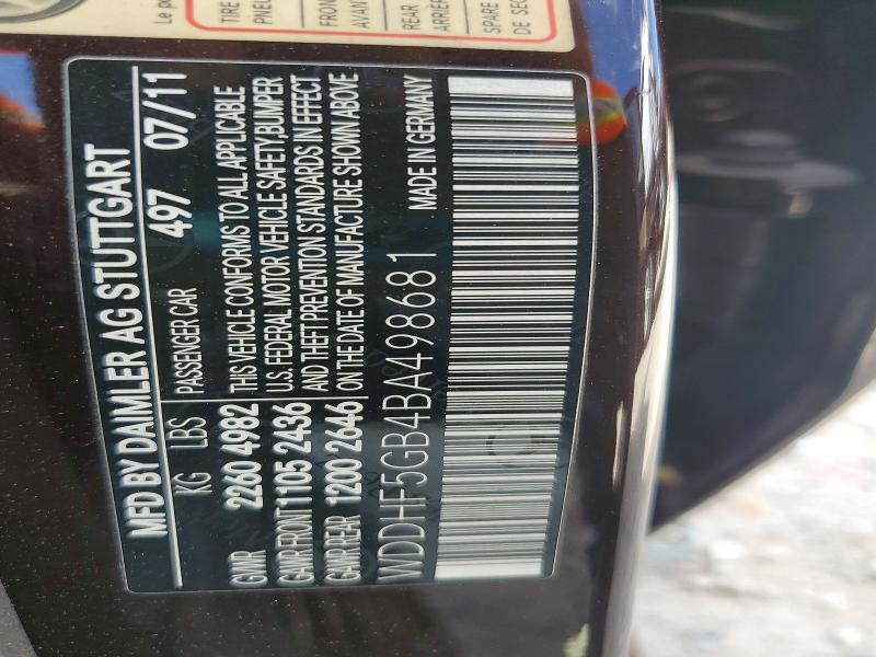 57144606 :رقم المزاد ، WDDHF5GB4BA498681 vin ، 2011 Mercedes-benz E مزاد بيع