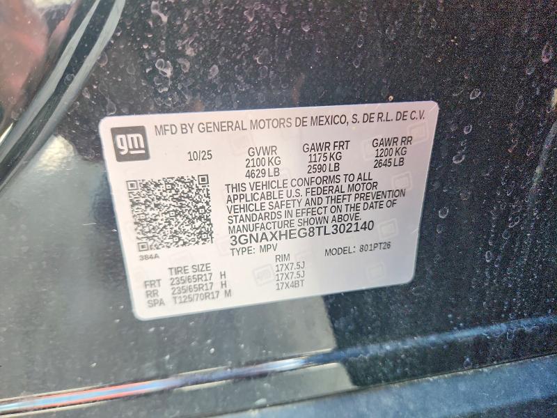 Продаж на аукціоні авто 2026 Chevrolet Equinox, vin: 3GNAXHEG8TL302140, номер лоту: 56628116