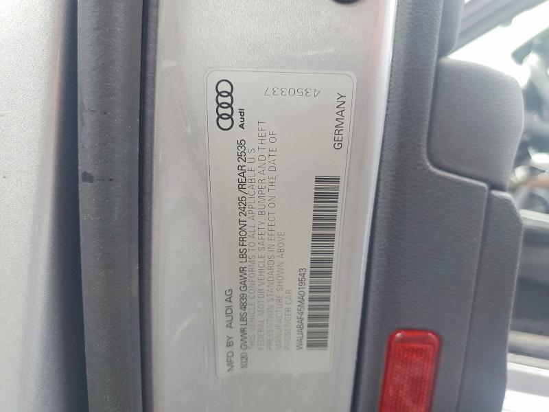 Aukcja sprzedaży 2021 Audi A4, vin: WAUABAF45MA019543, numer aukcji: 58306946
