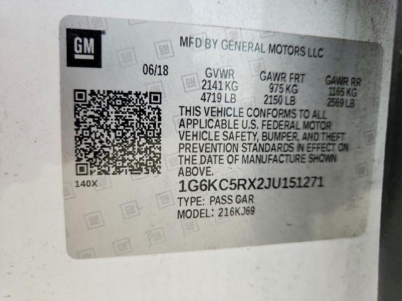 57314906 :رقم المزاد ، 1G6KC5RX2JU151271 vin ، 2018 Cadillac Ct6 مزاد بيع