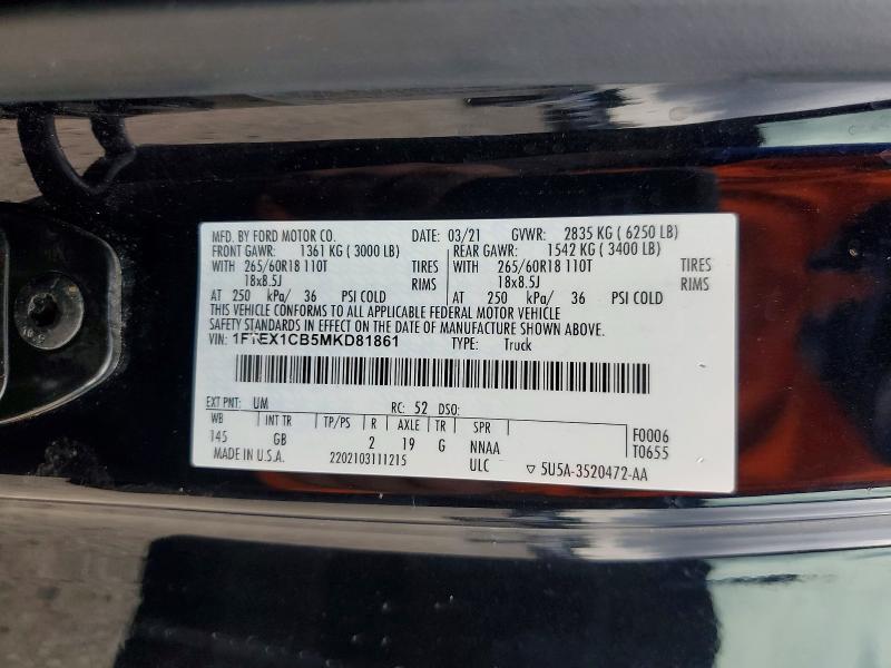Продаж на аукціоні авто 2021 Ford F150, vin: 1FTEX1CB5MKD81861, номер лоту: 58086226