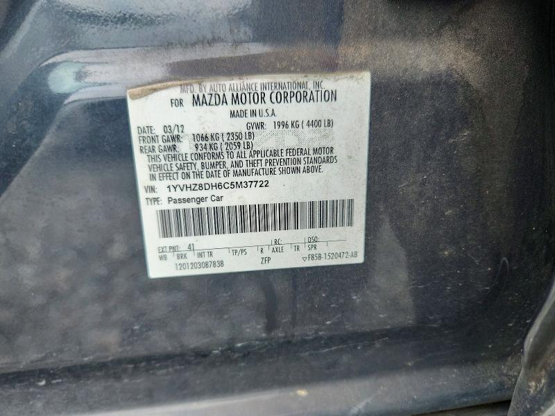 Продажа на аукционе авто 2012 Mazda 6, vin: 1YVHZ8DH6C5M37722, номер лота: 57904456