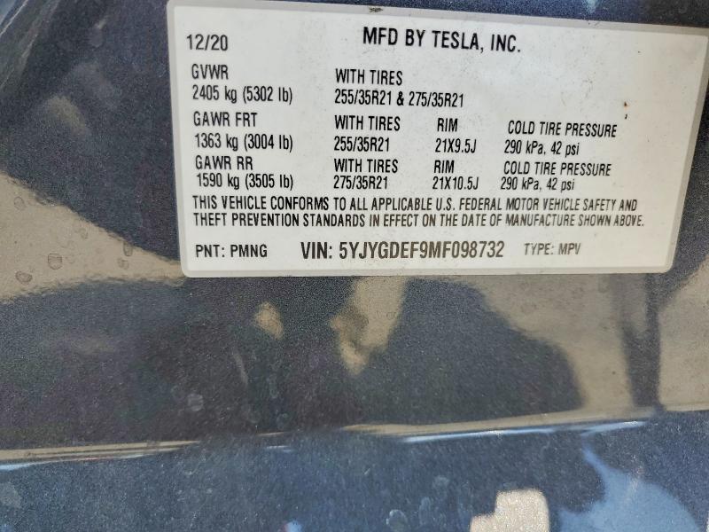 Продаж на аукціоні авто 2021 Tesla Model Y, vin: 5YJYGDEF9MF098732, номер лоту: 57748846