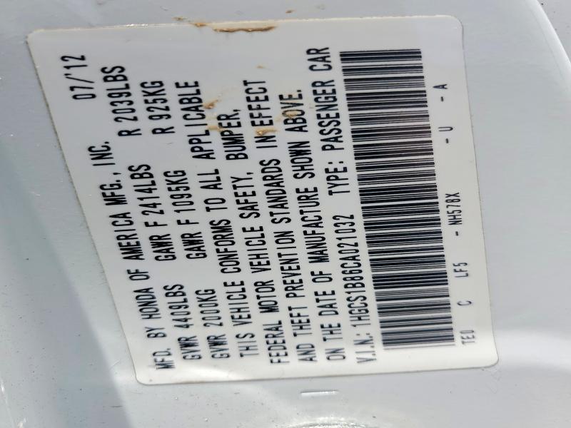 Продаж на аукціоні авто 2012 Honda Accord, vin: 1HGCS1B86CA021032, номер лоту: 55844056